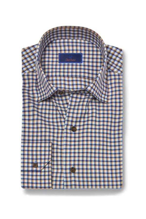 slim fit dress slacks David Donahue Twill Check TBSP10800 – Ted's Clothiers