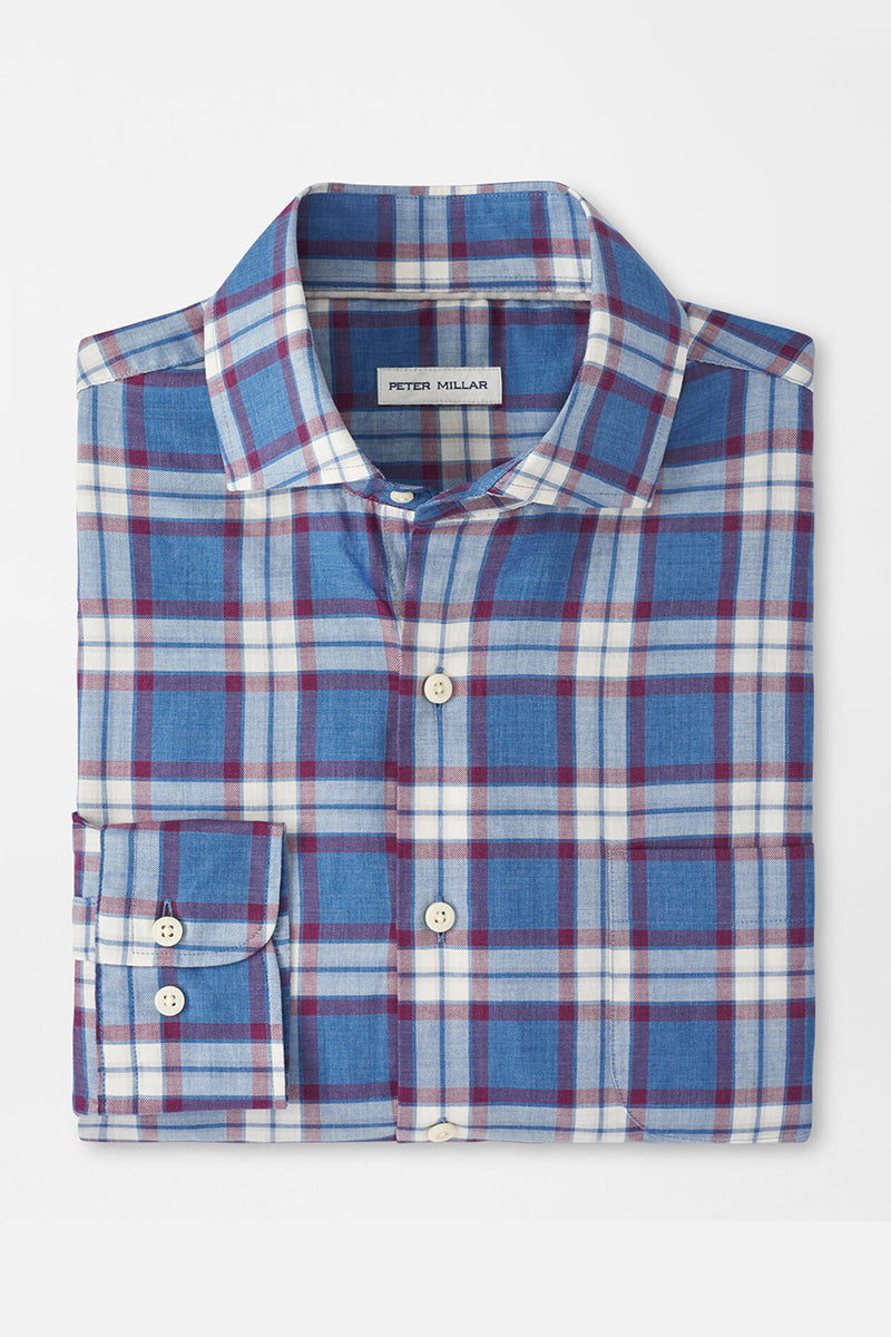peter millar dress shirts Men's Ellis Cotton Sport Shirt | Color: Twilight Blue film noir style Dress's Color:41#-Lake blue Classic fit. Boho Flutter Sleeve Lace