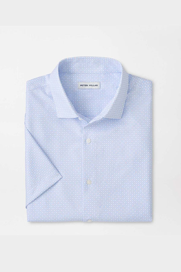 peter millar dress shirts Men's Big & Tall Peter Millar Baldwin Performance Short Sleeve Poplin Sport Shirt Cottage Blue / LT
