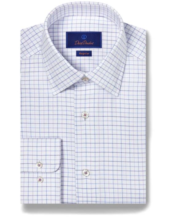 david donahue royal oxford dress shirt David Donahue Men's Trim-Fit Royal Oxford Dress Shirt - Pink