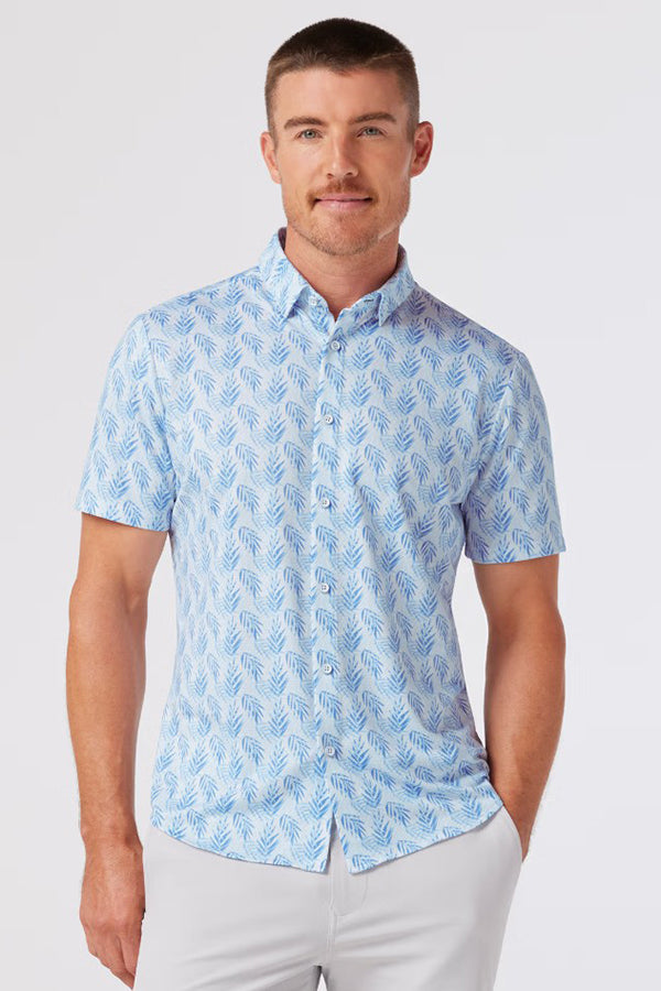 lpa dress shirt Mizzen Main Lt Blue Palm SS Shirt