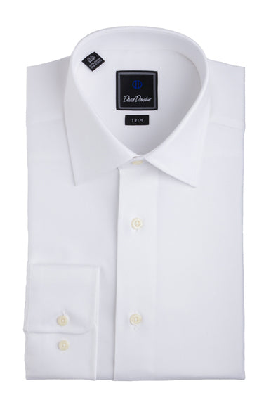 royal oxford dress shirt David Donahue White Royal Oxford Trim Dress Shirt, White / 16 1/2 x 34/35